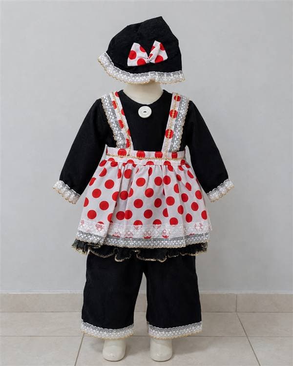 Minnie bebé con pantalón (negro y rojo lunares)