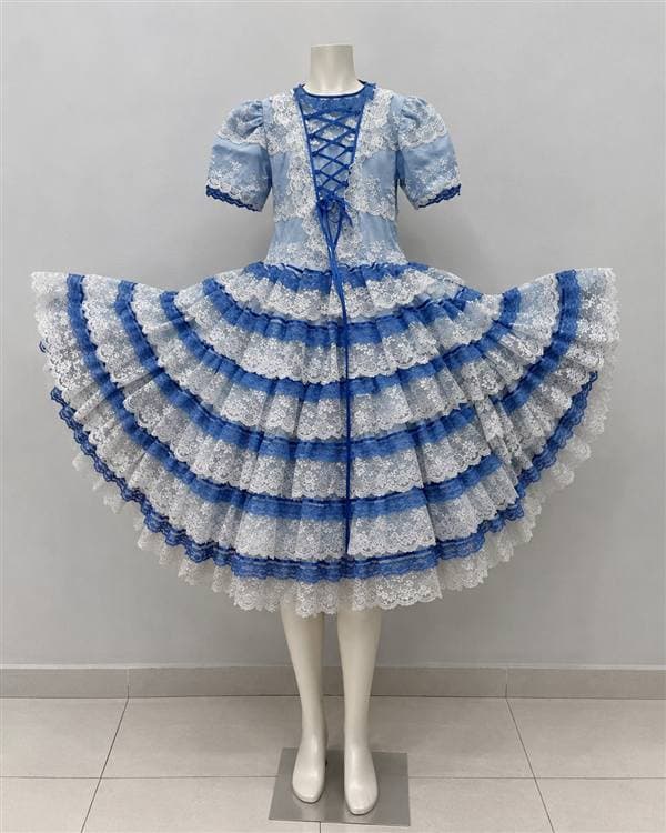 Dama antigua (azul claro con encajes) o vestido de fiesta