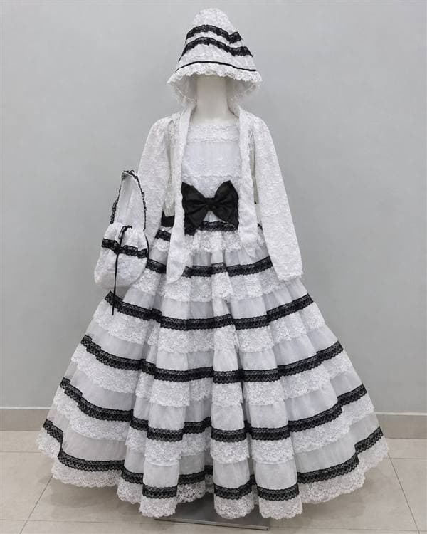 Dama antigua blanco y negro (con sombrero y bolso) o vestido de fiesta