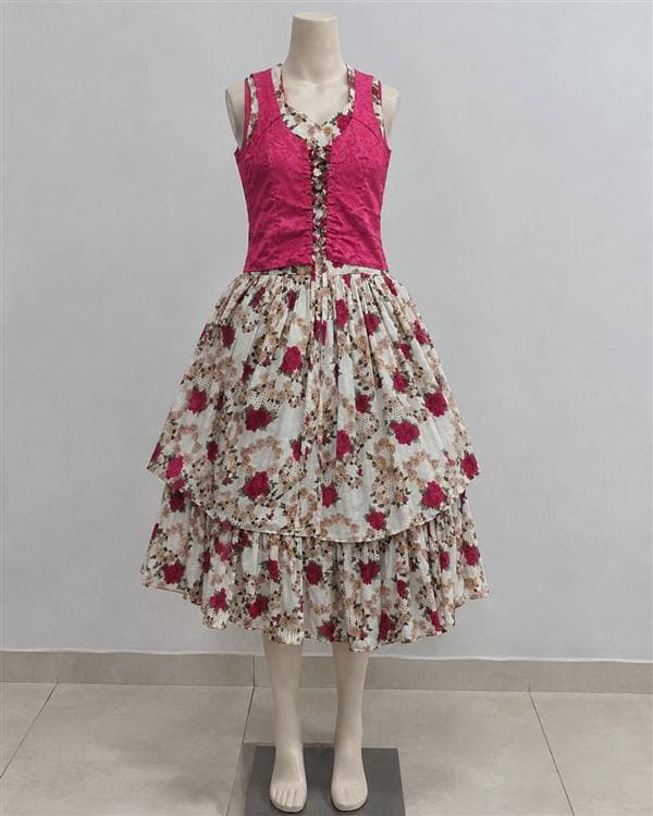 Dama antigua flores (chaleco fucsia) o vestido de fiesta