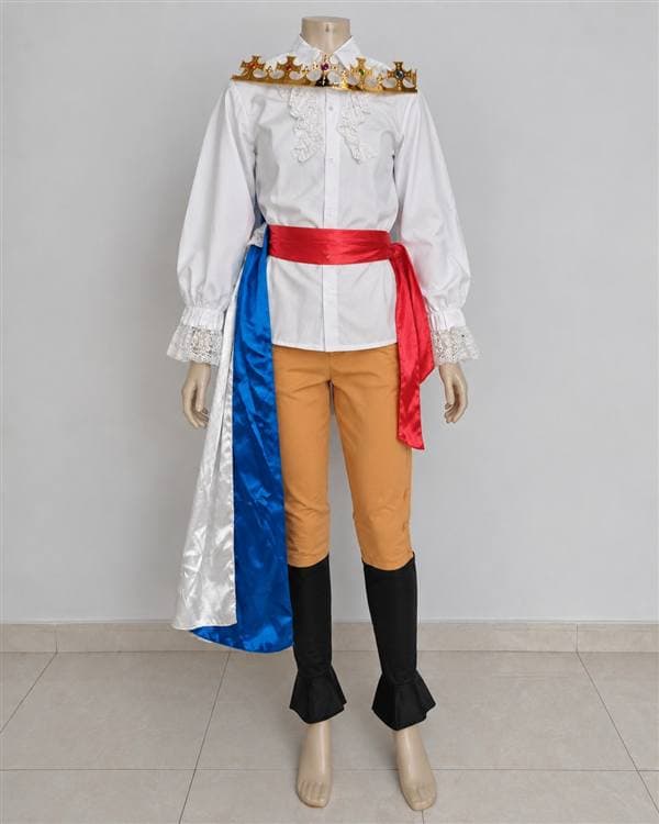 Rey (blanco, azul y naranja con corona)