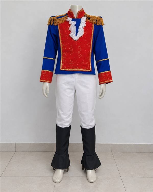 Simón Bolívar (chaqueta azul y roja, pantalón blanco)