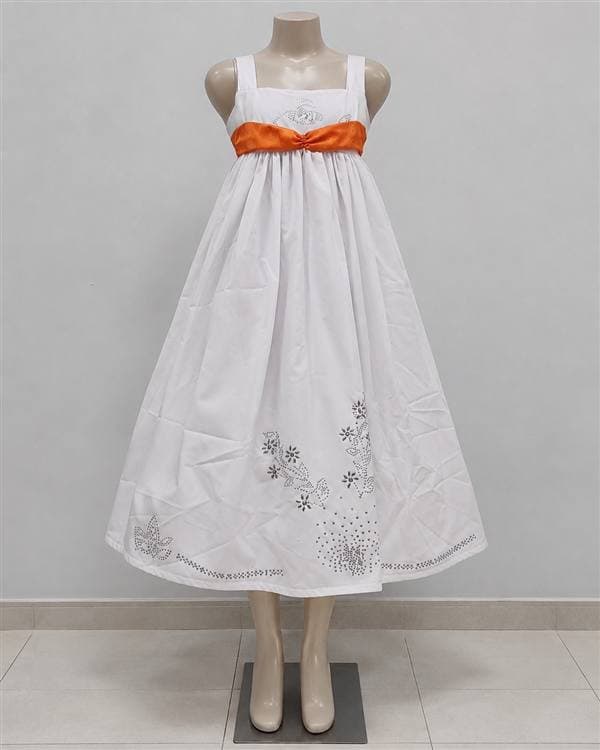 Vestido blanco con faja naranja (época / campesina) o primera comunión