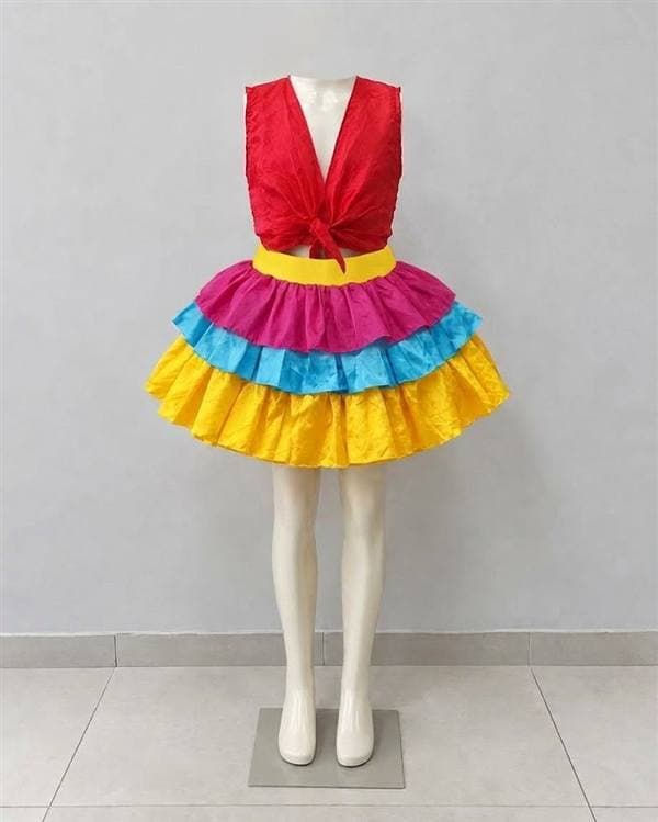 Mapalé (blusa roja, falda fucsia, azul y amarilla)