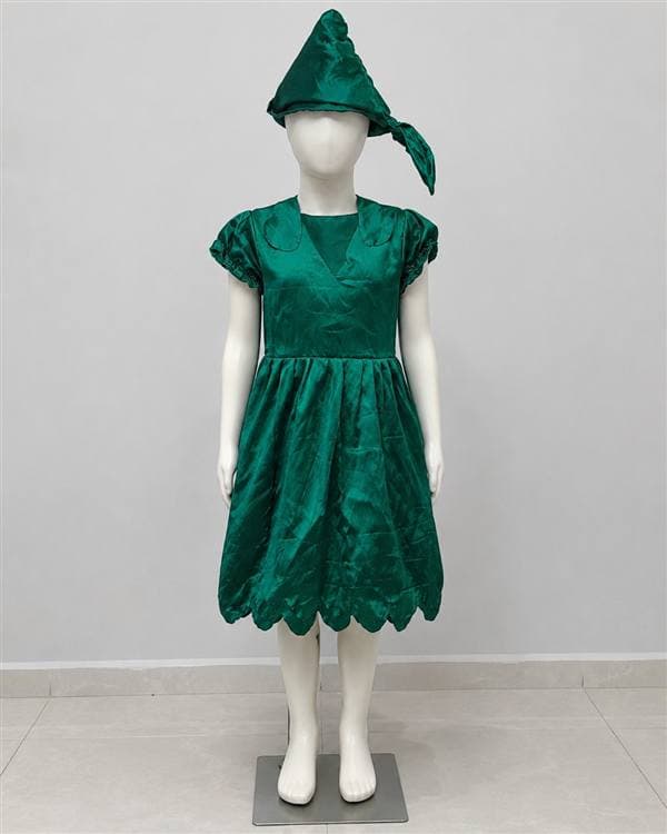 Vestido verde esmeralda con gorro (duende, elfo o Peter Pan)