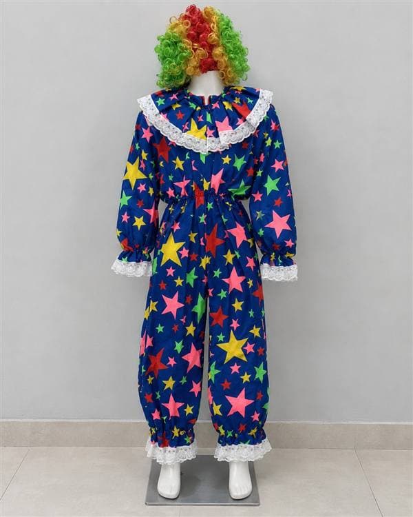 Payaso azul con estrellas y peluca