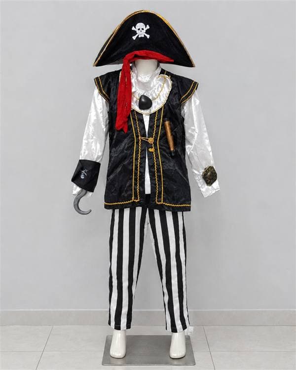 Pirata rayas blancas y negras con sombrero